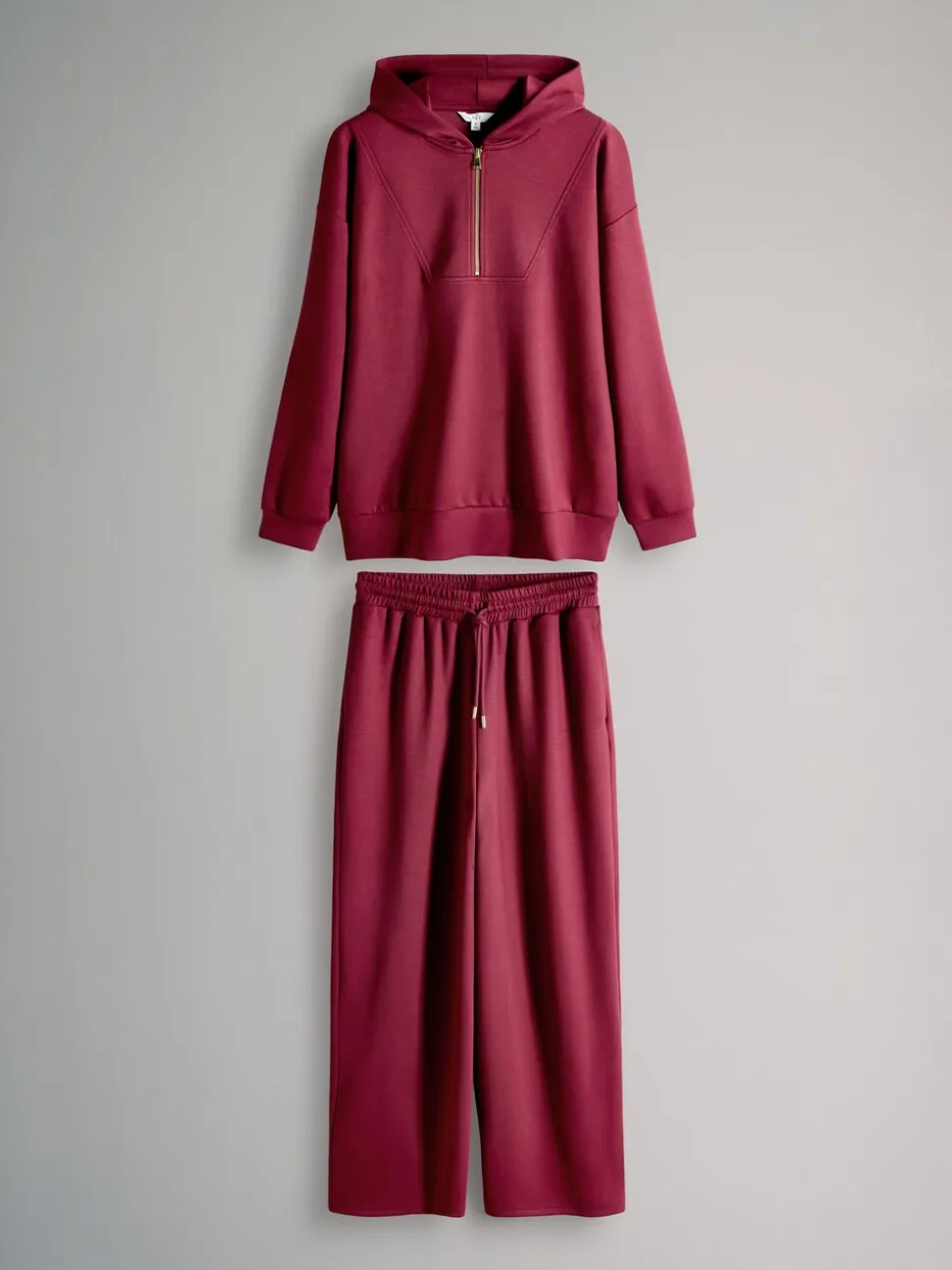 Bordeauxrood - The Set oversized modal Sweatshirt met ritssluiting en Joggingbroeken