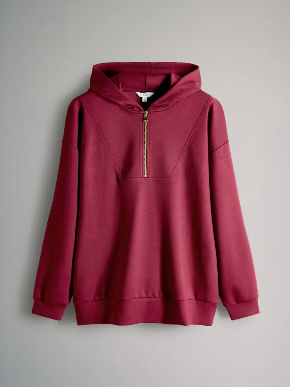 Bordeauxrood - The Set oversized modal Sweatshirt met ritssluiting en Joggingbroeken