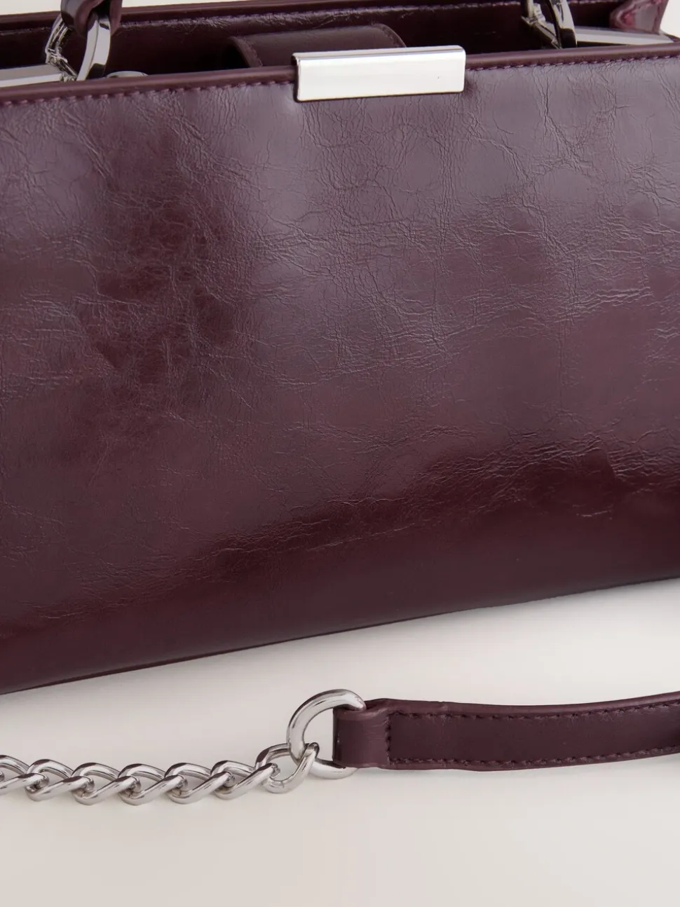 Bordeauxrood - Top Handle Tas met krokodillenmotief