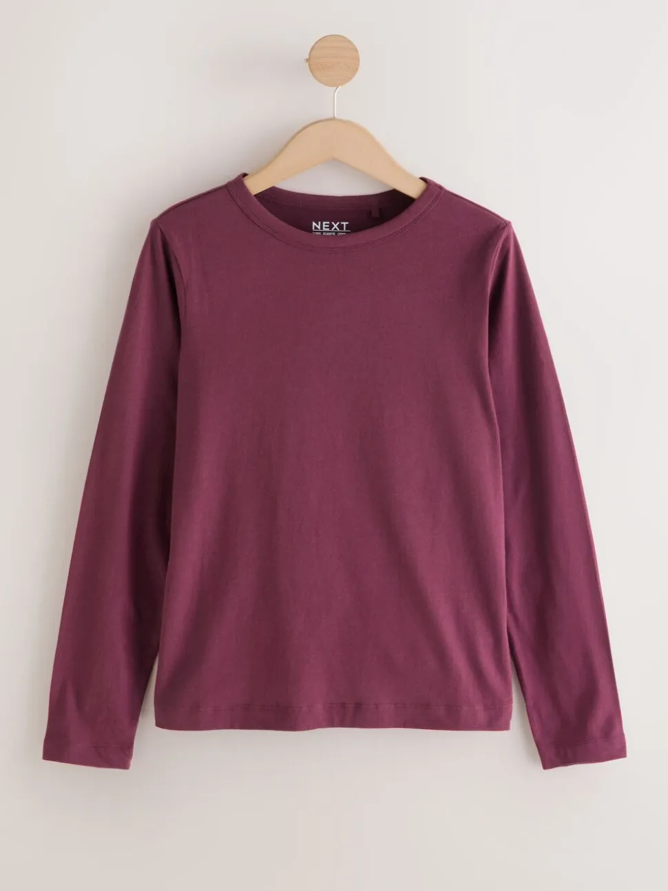 Bordeauxrood - T-shirt met lange mouwen en ronde hals