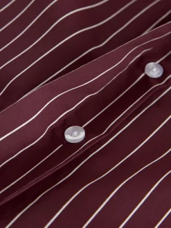 Bordeauxrood gestreept - Fitted Stretch Essential Long Sleeve Shirt