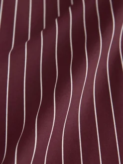 Bordeauxrood gestreept - Fitted Stretch Essential Long Sleeve Shirt