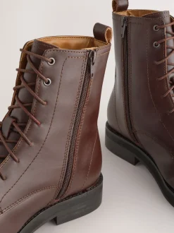 Bordeauxrood leer - Forever Comfort® - Enkellaarzen met vetersluiting