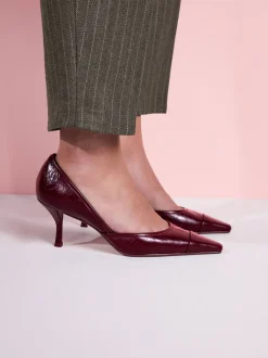 Bordeauxrood leer - Tabitha Simmons x Next Mary Grace Leather Chisel Toe Court Heels