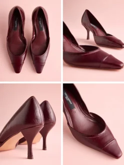 Bordeauxrood leer - Tabitha Simmons x Next Mary Grace Leather Chisel Toe Court Heels
