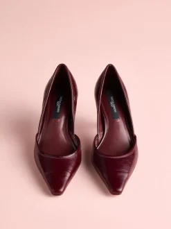 Bordeauxrood leer - Tabitha Simmons x Next Mary Grace Leather Chisel Toe Court Heels