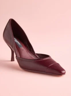 Bordeauxrood leer - Tabitha Simmons x Next Mary Grace Leather Chisel Toe Court Heels