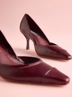 Bordeauxrood leer - Tabitha Simmons x Next Mary Grace Leather Chisel Toe Court Heels