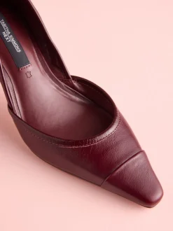 Bordeauxrood leer - Tabitha Simmons x Next Mary Grace Leather Chisel Toe Court Heels