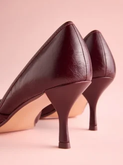 Bordeauxrood leer - Tabitha Simmons x Next Mary Grace Leather Chisel Toe Court Heels