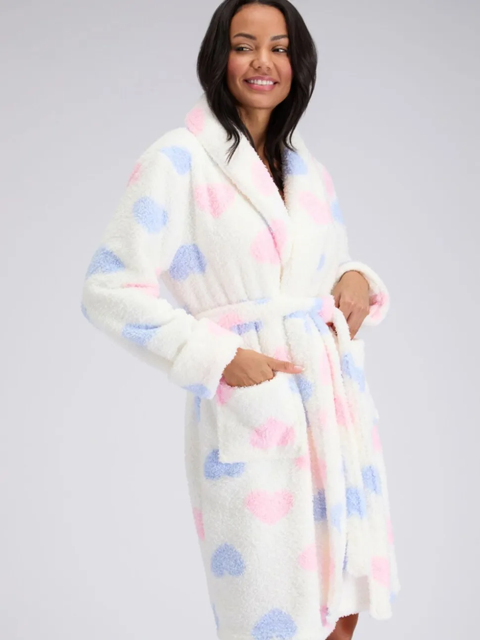 Boux Avenue Fluffy Boucle Heart Midi Dressing Gown