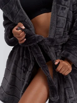 Boux Avenue Fluffy Stripe Short Dressing Gown