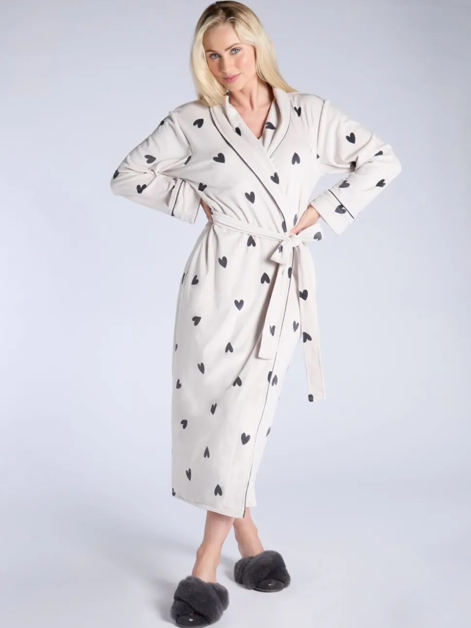 Boux Avenue Heart Velour Long Robe