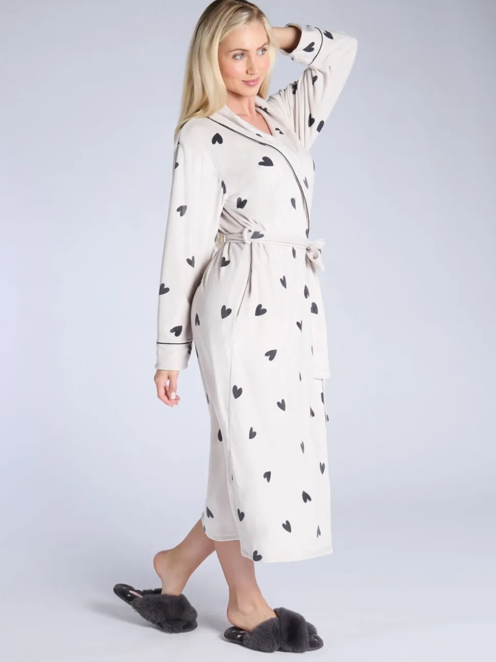 Boux Avenue Heart Velour Long Robe