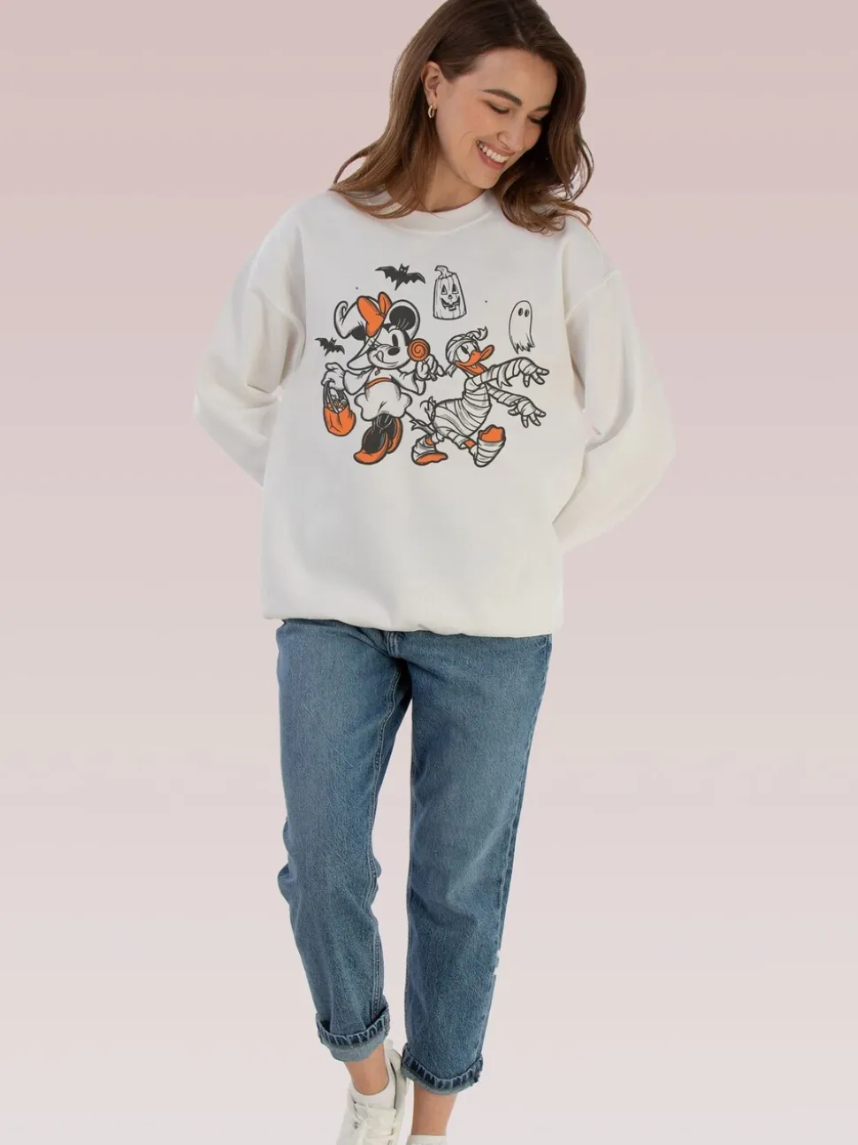 Brands In Disney Minnie Mouse Sketch Halloween Sweatshirt