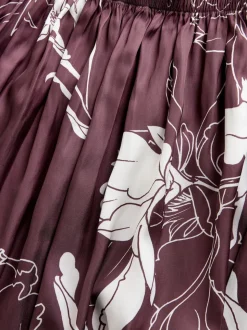 Brdeauxrood/ecru - Kew Collection Satin Midi Skirt