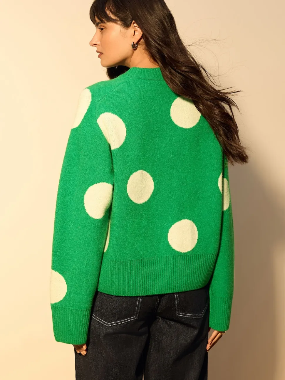 Bright Green Spot - Gebreide trui met ronde hals van wol