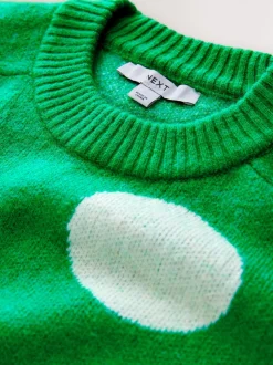 Bright Green Spot - Gebreide trui met ronde hals van wol