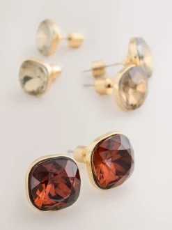 Brons - Jewel Stud Earrings 3 Pack