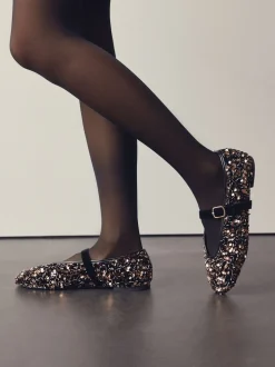 Brons - Mary Jane-schoenen met versierde pailletten van Forever Comfort®