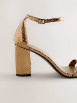 Brons - Sandalen met blokhak