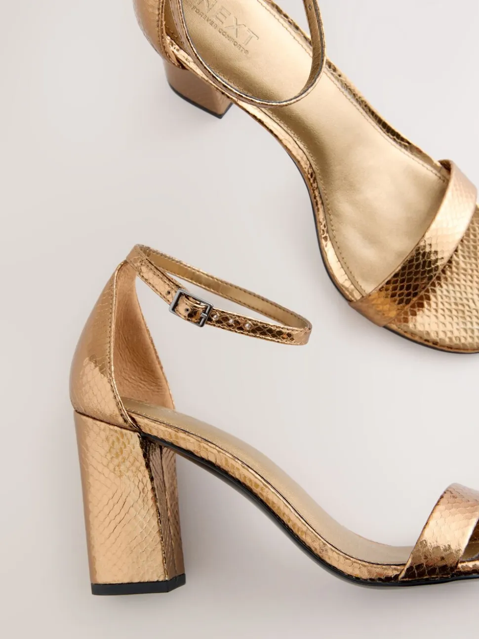 Brons - Sandalen met blokhak
