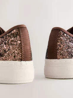 Bronskleurig met glitter - Forever Comfort® Glitter Baseball Lace Up Trainers