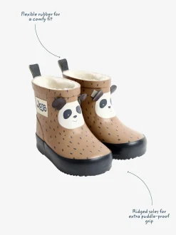 Brown Panda - JoJo Maman Bébé Short Cosy Lined Wellie Boot