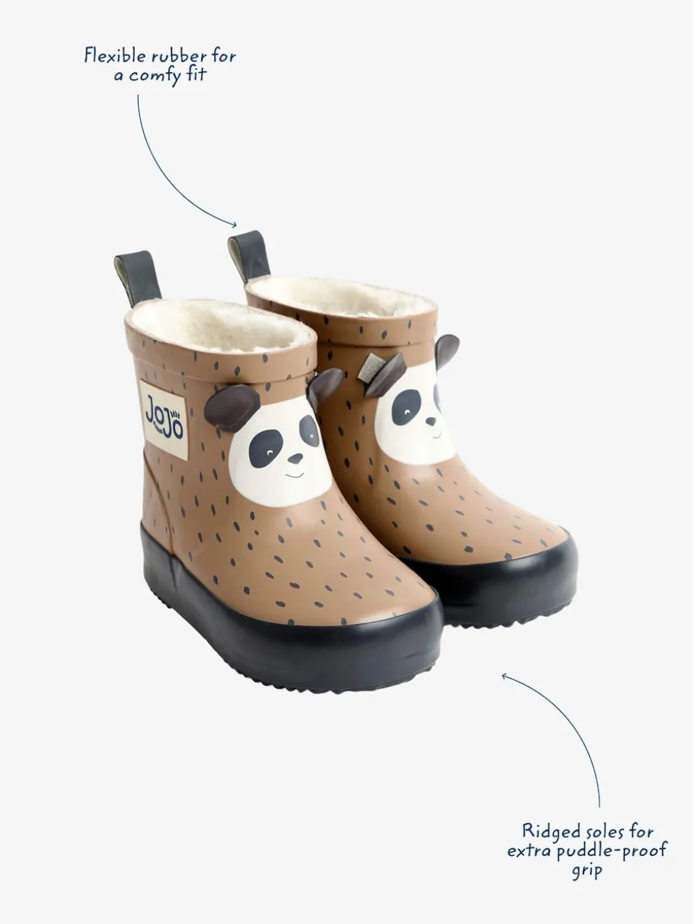 Brown Panda - JoJo Maman Bébé Short Cosy Lined Wellie Boot