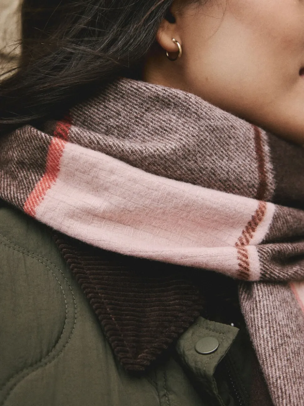Brown Textured Check - Halfzware sjaal
