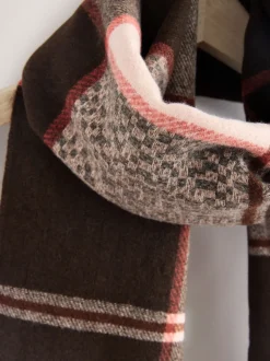 Brown Textured Check - Halfzware sjaal