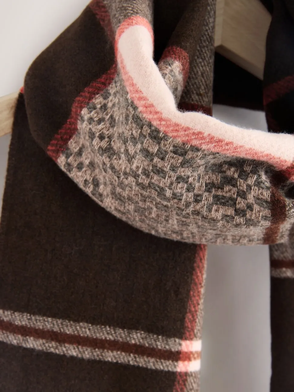 Brown Textured Check - Halfzware sjaal