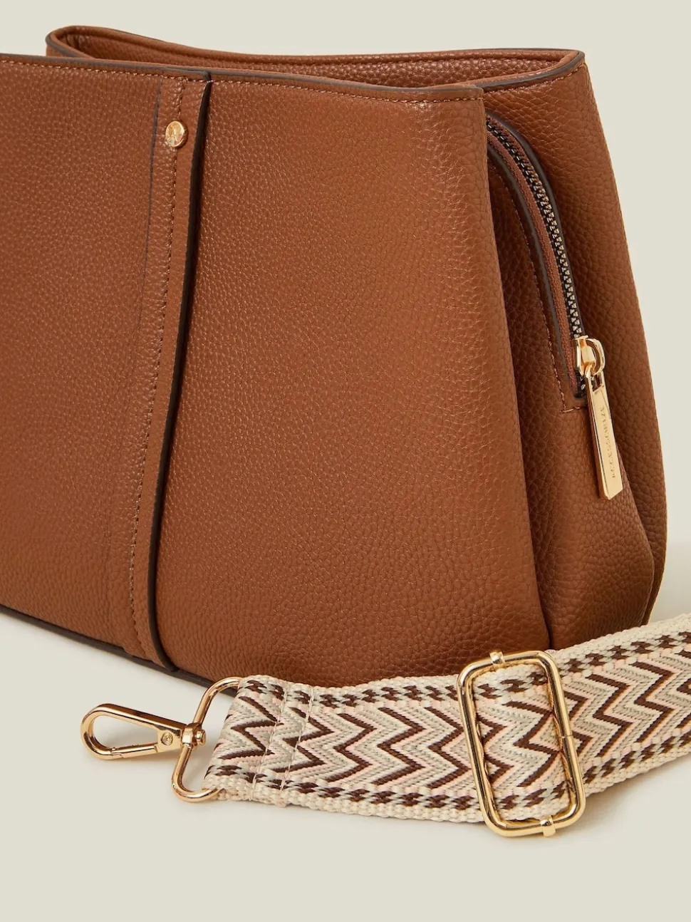 Bruin - Accessorize Faux Leather Webbing Strap Cross-Body Bag