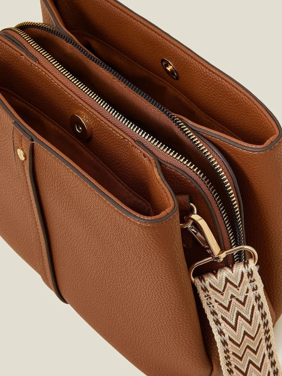 Bruin - Accessorize Faux Leather Webbing Strap Cross-Body Bag