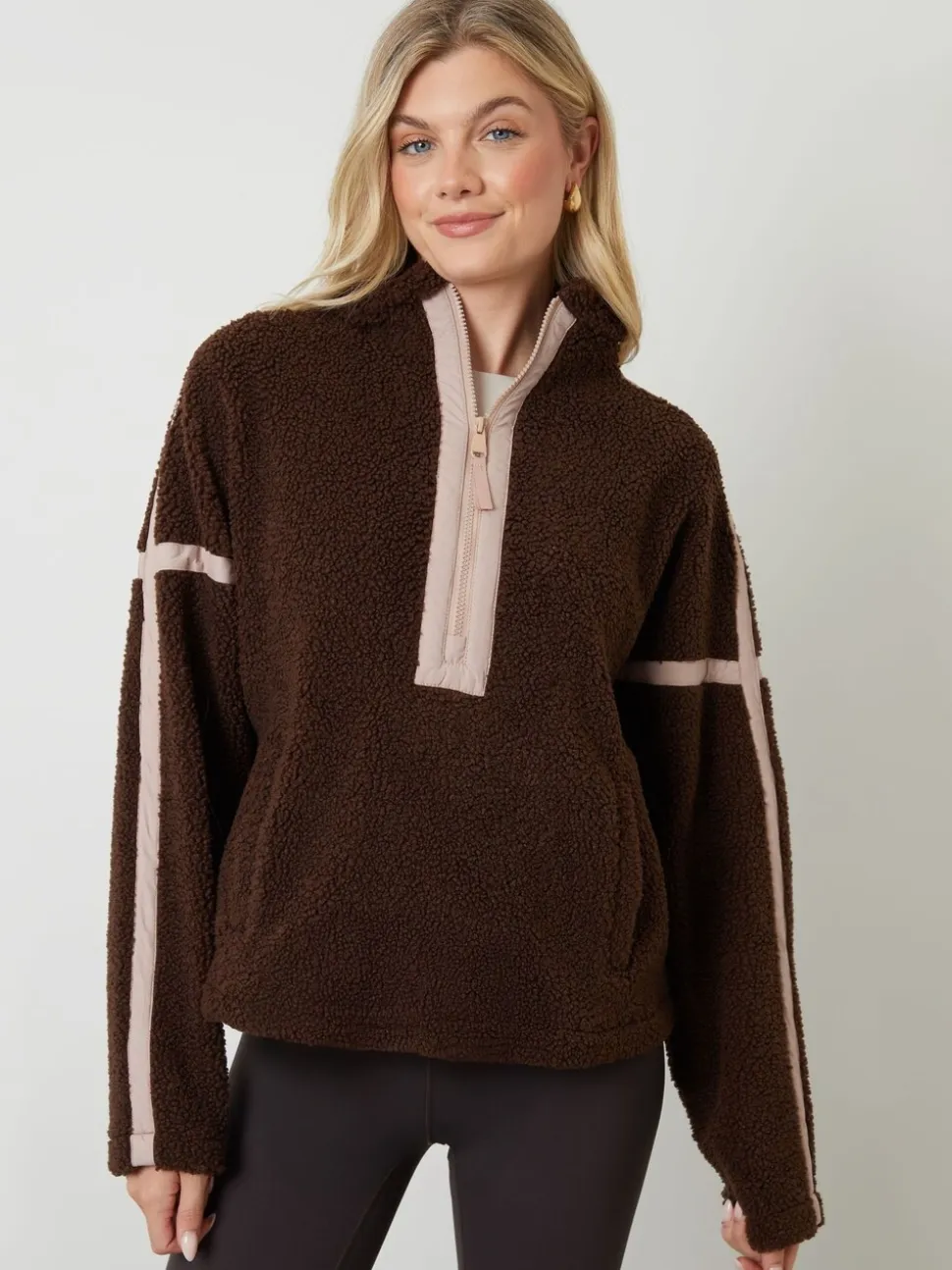 Bruin - Another Sunday Half Zip Contrast Trim Borg Fleece