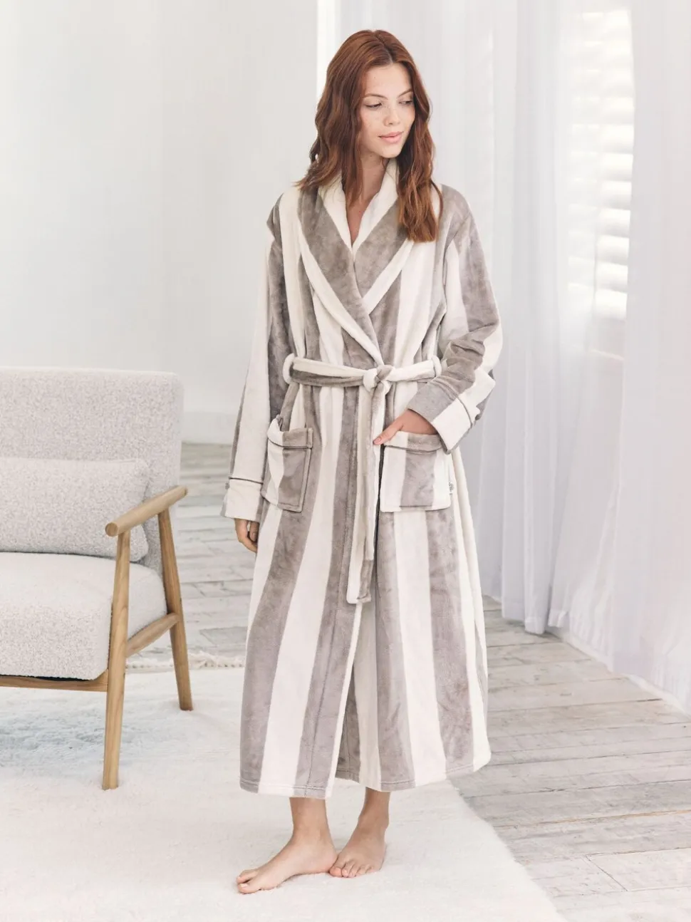 Bruin - Chelsea Peers Fleece Stripe Dressing Gown