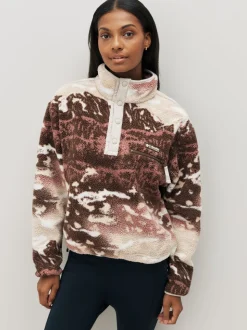 Bruin - Columbia Helvetia™ II Cropped fleece met print en halve drukknoopsluiting