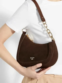 Bruin - Dune London Direction Small nette schoudertas met ronde hals