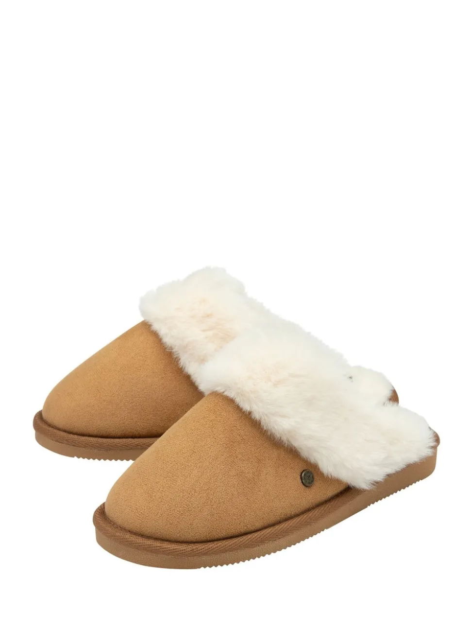 Bruin - Dunlop Faux Suede Mule Slippers Fur Collar