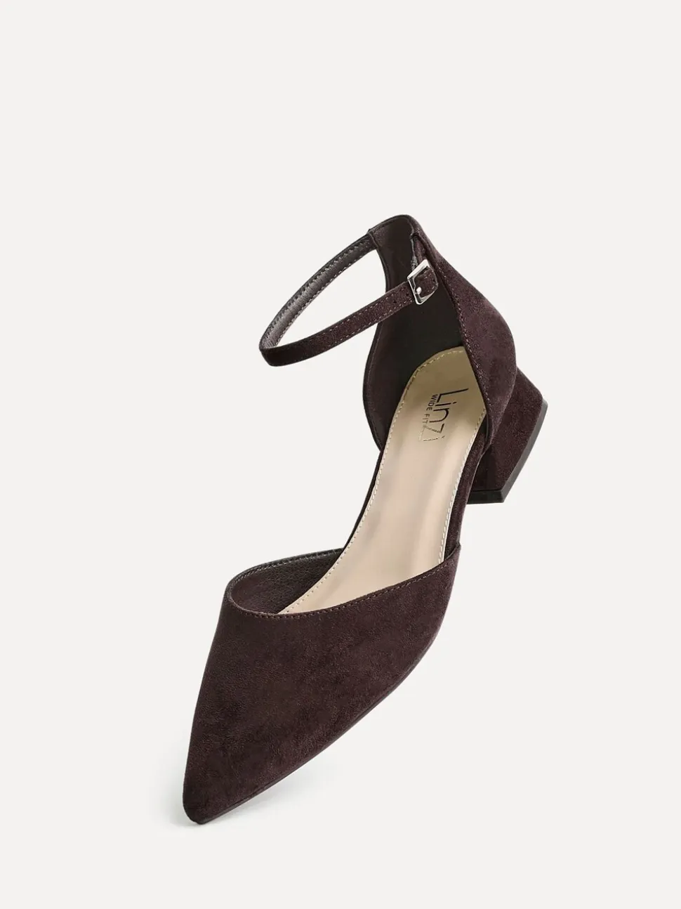 Bruin - Linzi Dolly pumps met lage blokhak en wijde pasvorm