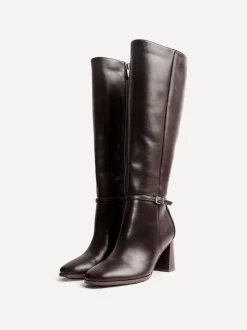 Bruin - Linzi Midtown Block Heel High Leg Boots With Buckle Detail