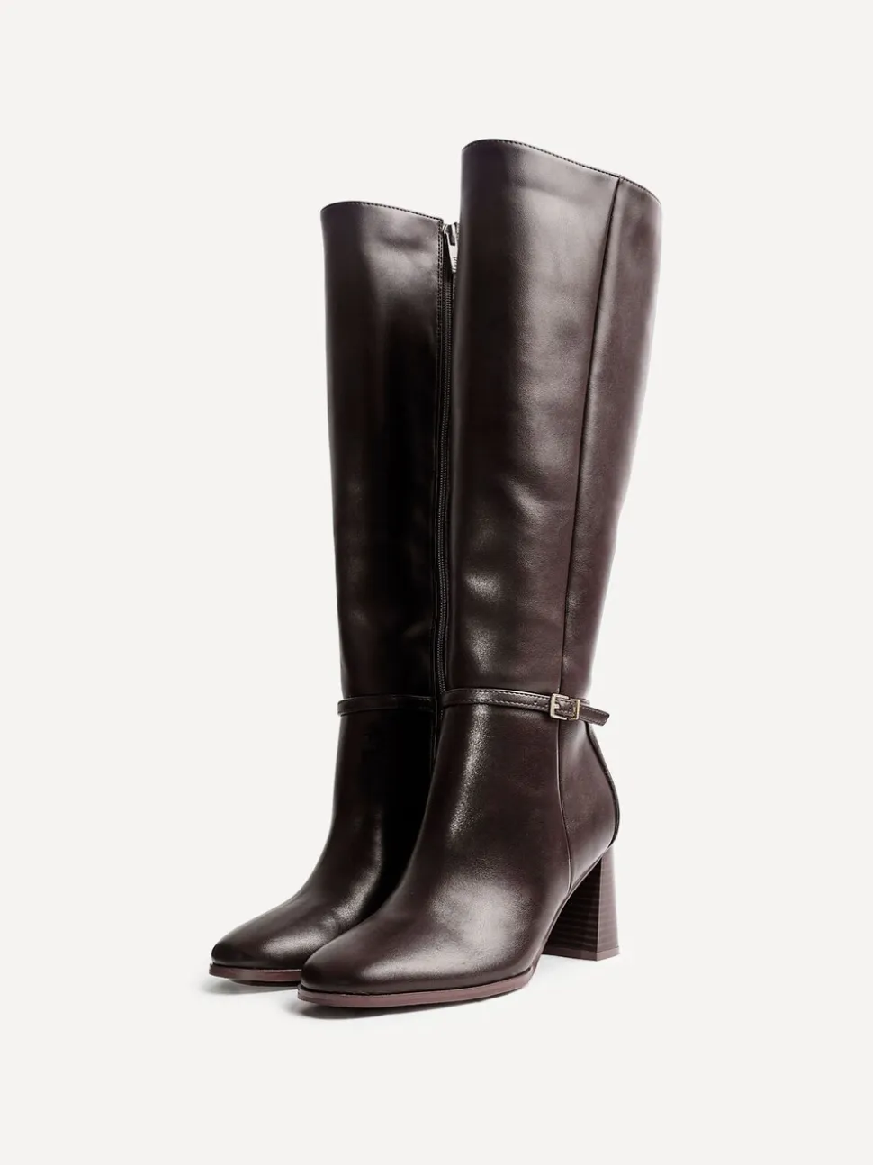 Bruin - Linzi Midtown Block Heel High Leg Boots With Buckle Detail