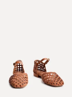 Bruin - Linzi Suki handgeweven pumps met lage blokhak