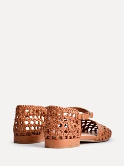 Bruin - Linzi Suki handgeweven pumps met lage blokhak