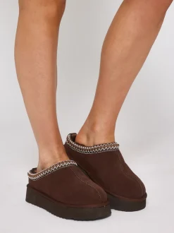 Bruin - Loungeable Platform Real Sheepskin Lined Braided Mules