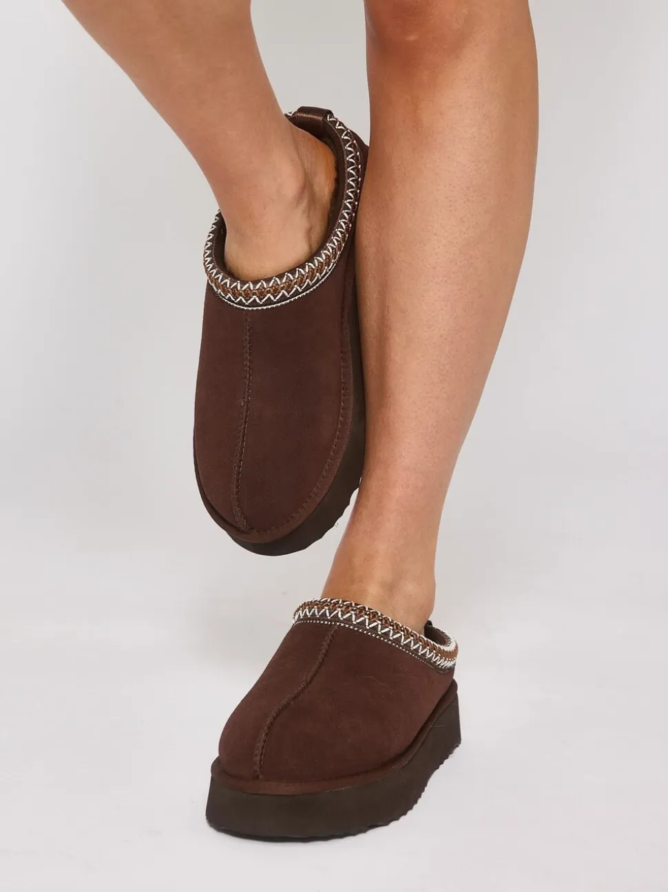 Bruin - Loungeable Platform Real Sheepskin Lined Braided Mules