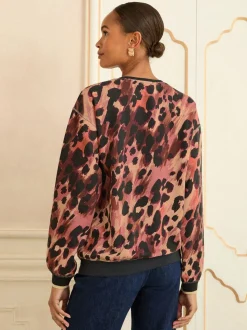 Bruin - Love & Roses - Jersey sweatshirt met ronde hals