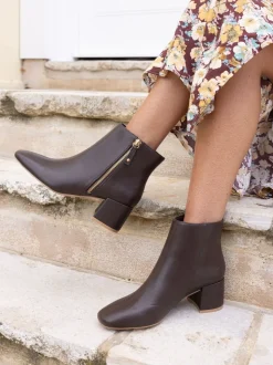 Bruin - Novo Kate Zip Side Square Toe Block Heel Ankle Boots