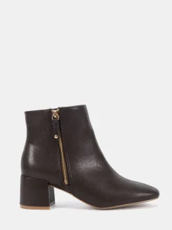 Bruin - Novo Kate Zip Side Square Toe Block Heel Ankle Boots