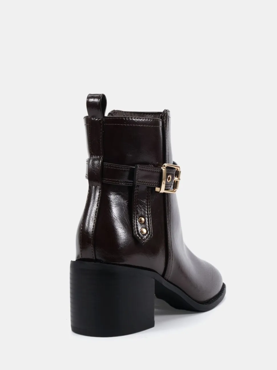 Bruin - Novo Wide Fit Jasmine Round Toe Block Heel Buckle Detail Ankle Boots